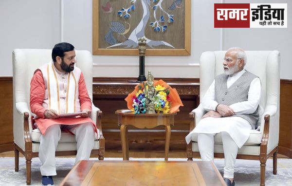 Prime Minister Narendra Modi से मुख्यमंत्री नायब सिंह सैनी ने पीएम आवास पर मुलाकात कर हरियाणा में चलाई जा रही योजनाओं की जानकारी दी